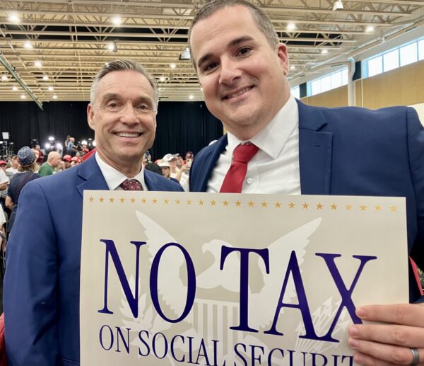 Sumter County Tax Collector Randy Mask, left, and School Superintendent Logan Brown were at the event.