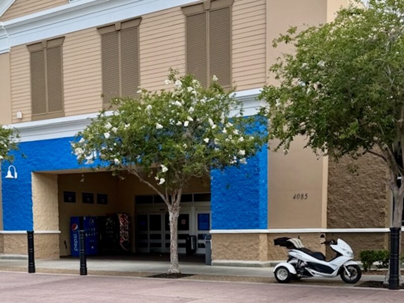 The person riding this scooter found some super convenient parking at Walmart at Buffalo Ridge Plaza in The Vlllages