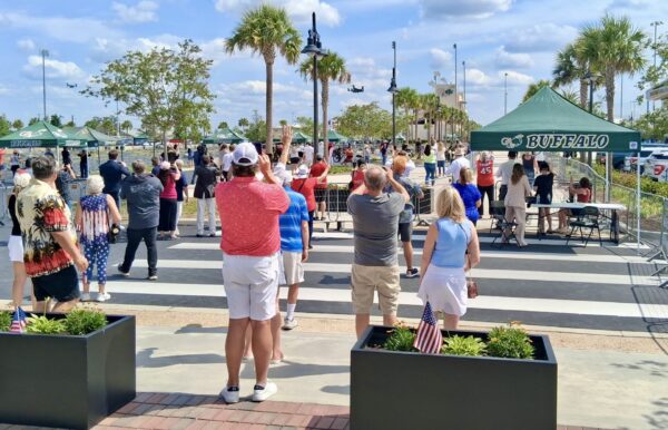 They might not have gotten into the Trump event, byt many people were lucky enough to see the arrival of Marine One and the helicopters escorting the president to The Villages