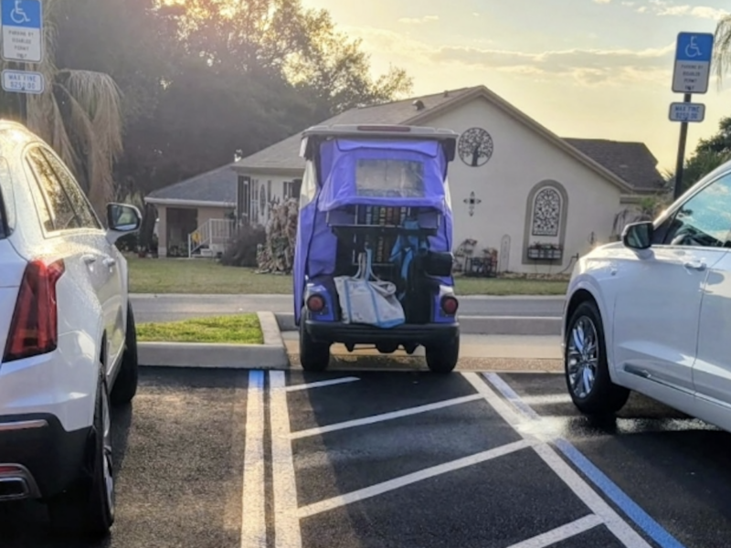 This person was feeling pretty privileged by hogging the hadicapped accommodation zone at Orange Blossom Hills Country Club