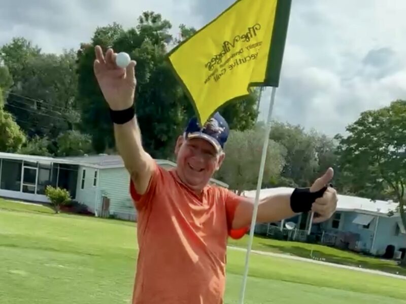 Villager Gerald Pelchat was thrilled to score the lucky ace