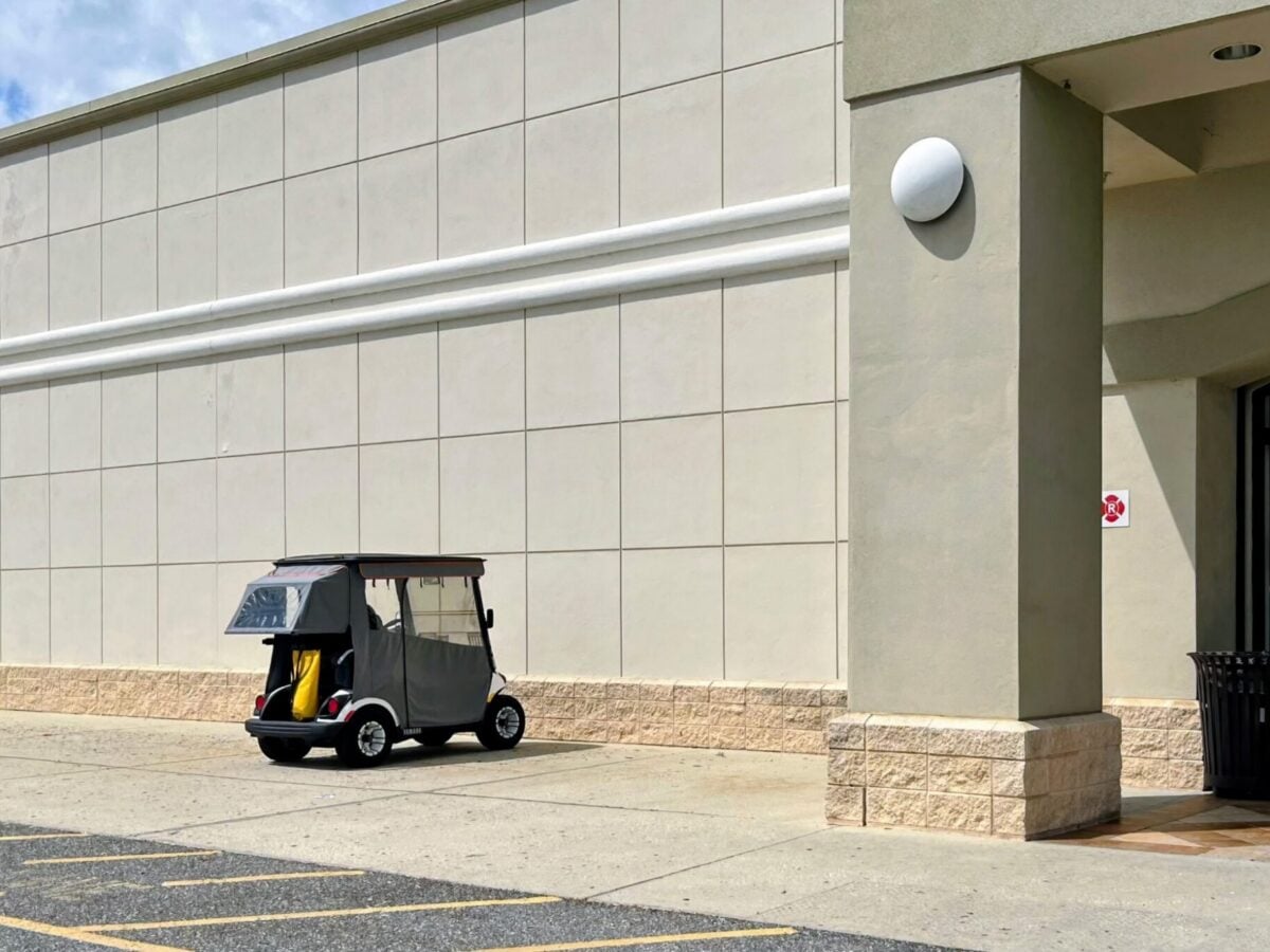 Golf cart driver finds prime parking spot at Belk