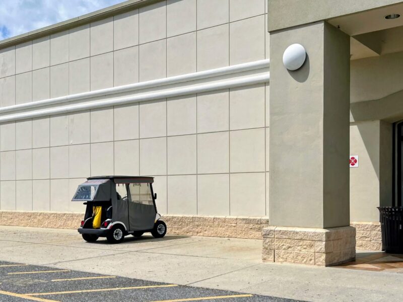 A golf cart driver found a prime parking spot at Belk in Lady Lake