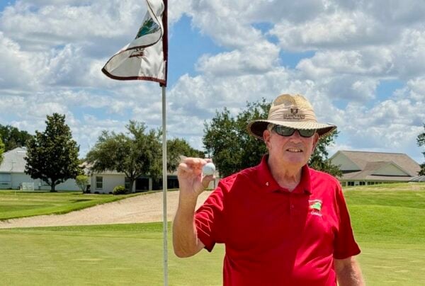 Mike Dye had a big smile after scoring the lucky ace Mike Dye had a big smile after scoring the lucky ace
