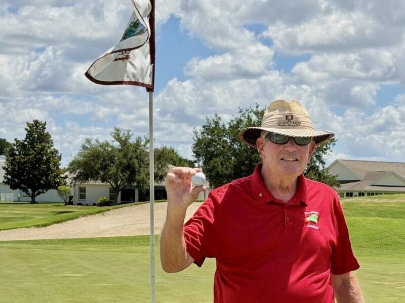 Mike Dye had a big smile after scoring the lucky ace