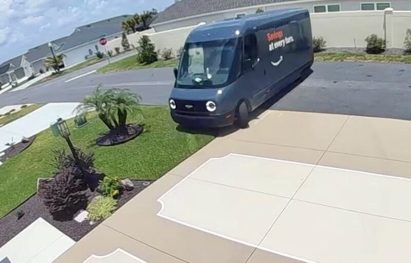 Roger Baron s Ring camera caught the Amazon delivery van on his lawn