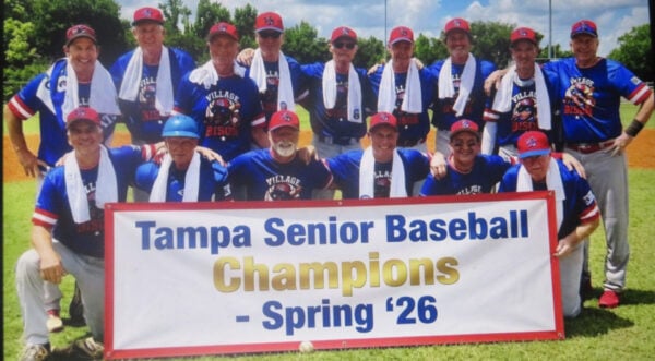 The Village Bison 60 and over baseball team this month won the Tampa Senior Baseball League spring championship The Village Bison 60 and over baseball team this month won the Tampa Senior Baseball League spring championship