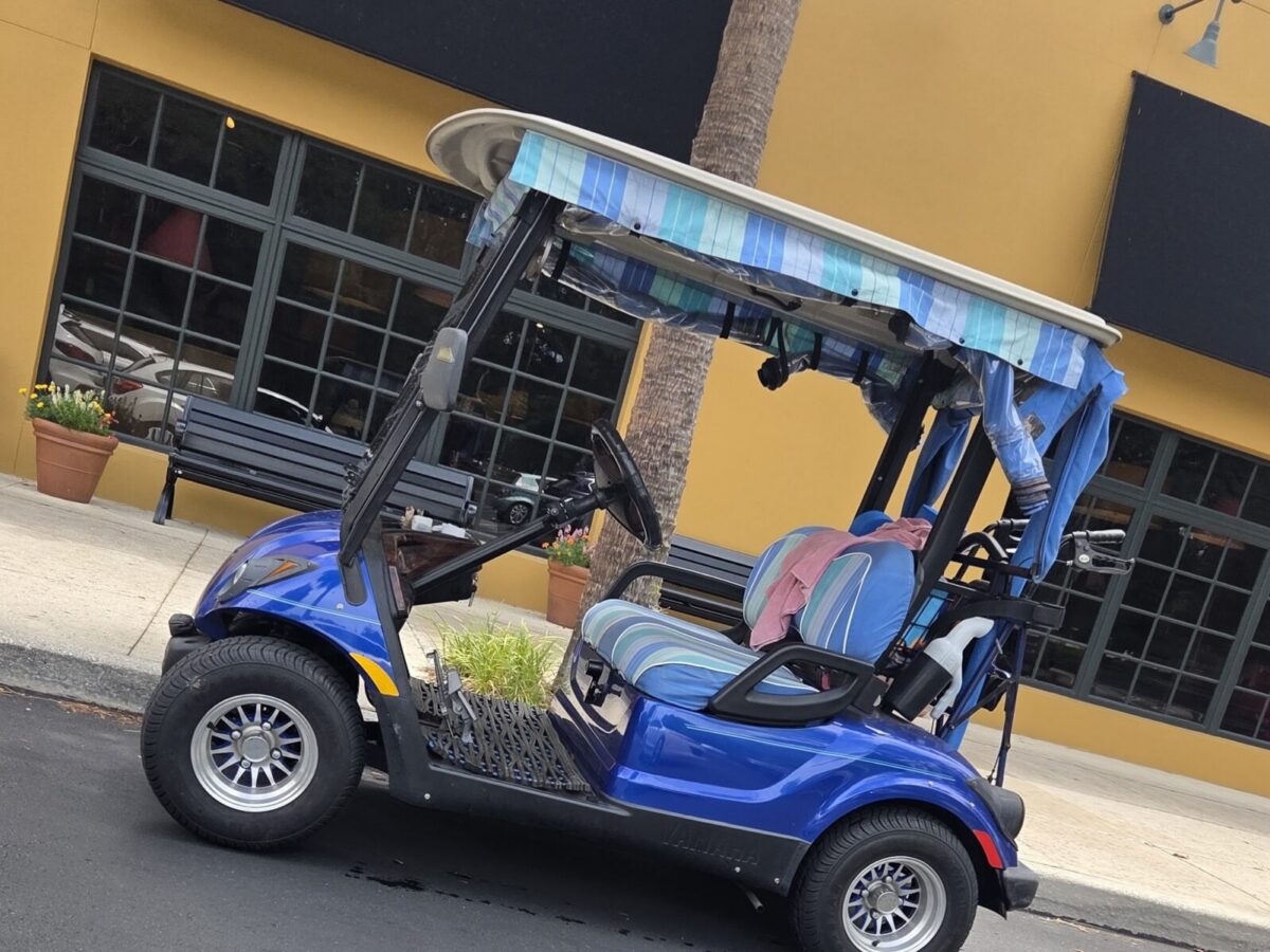 Golf cart driver finds prime parking spot at restaurant in The Villages