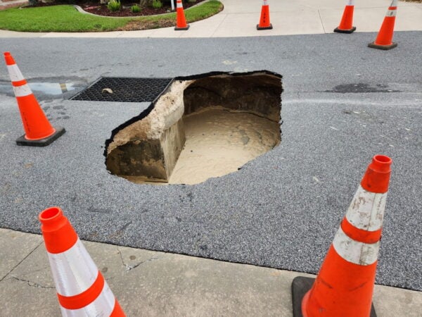 This sinkhole opened up Thursday in the Cameron Villas This sinkhole opened up Thursday in the Cameron Villas
