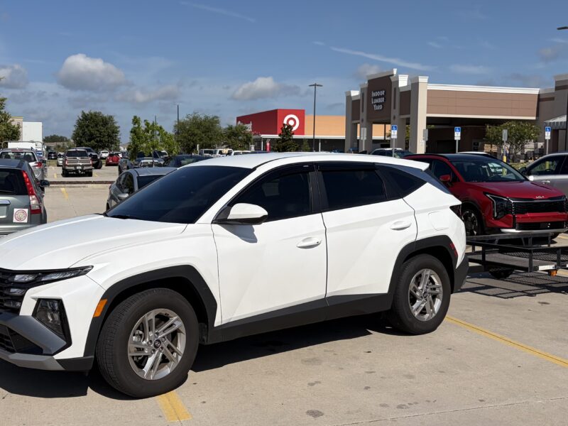 This vehicle and trailer were taking up four spots at Lowe s at Trailwinds Village