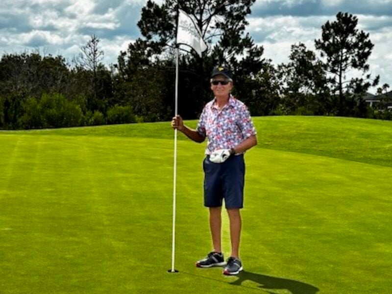 Villager Ted Meyer scoread a lucky ace at the Shallow Creek Championship Golf Course.