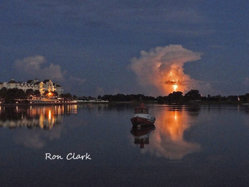 Striking nighttime storm captured over Lake Sumter