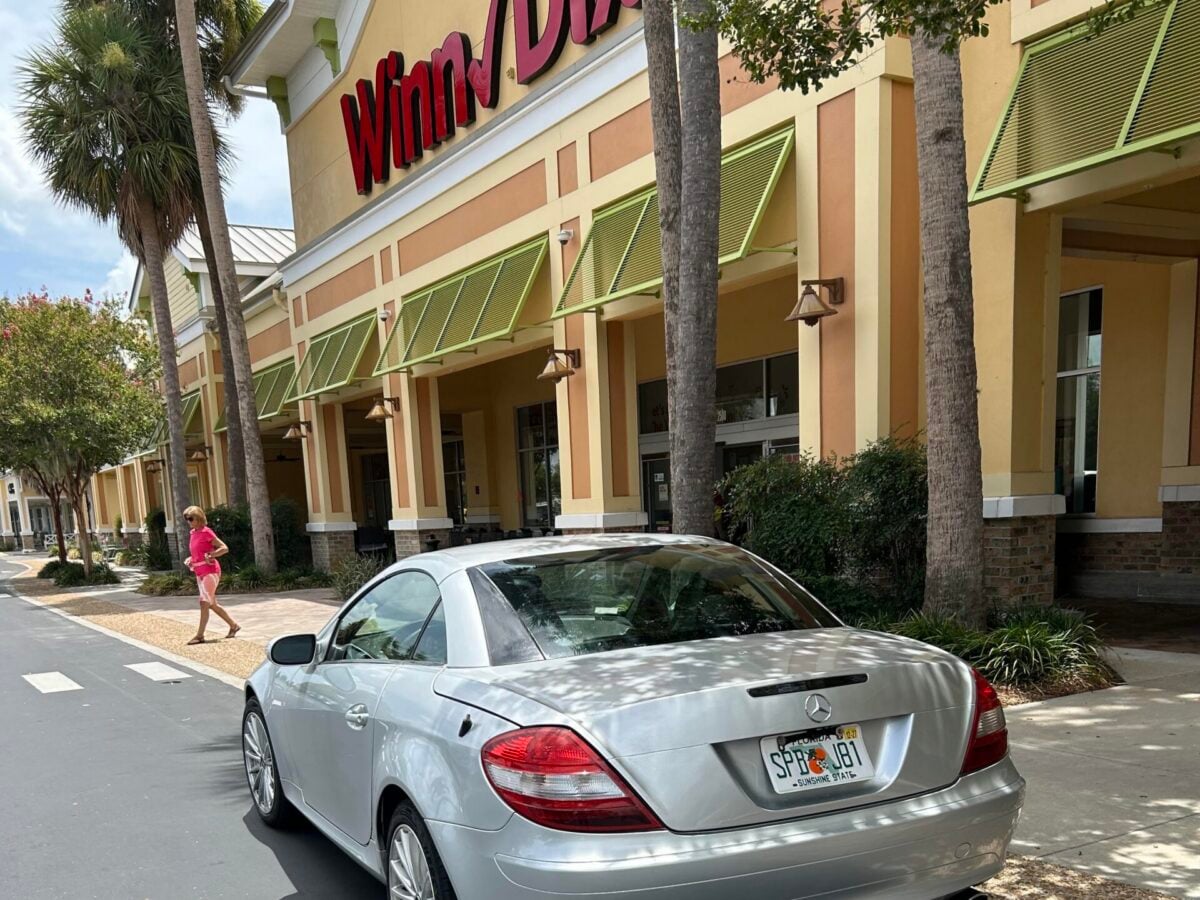 Driver of Mercedes enjoys special parking at Winn-Dixie at Pinellas Plaza