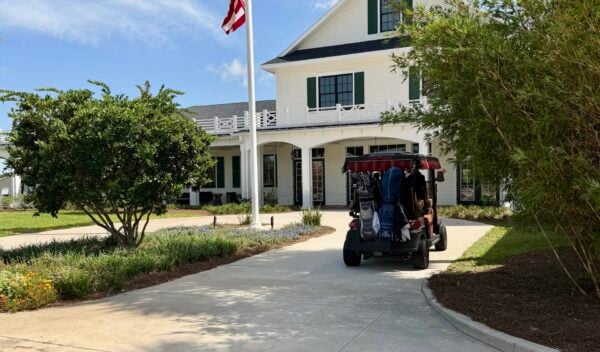 This golf cart driver found convenient parking at the Ezell Recreation Center This golf cart driver found convenient parking at the Ezell Recreation Center