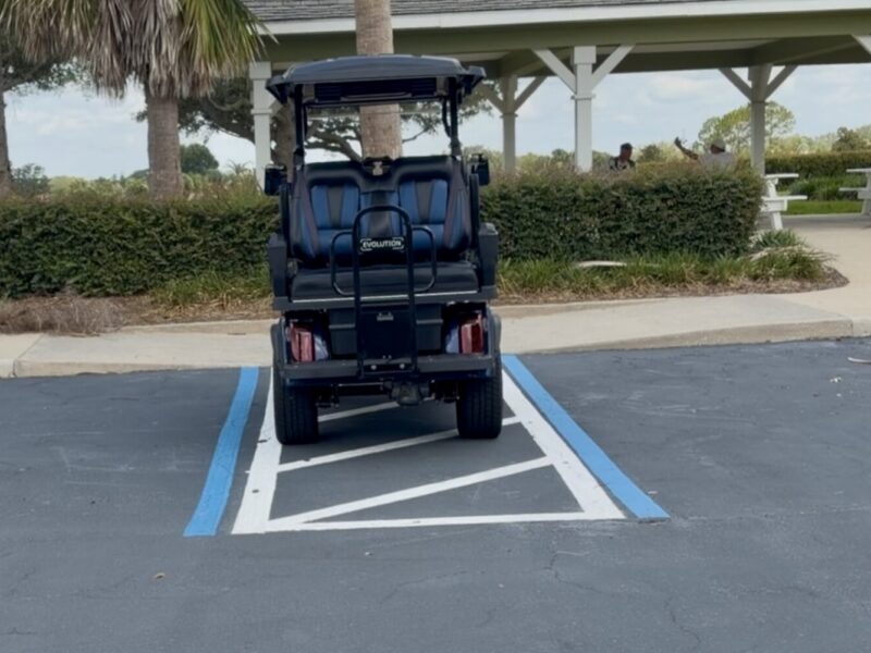 This golf cart driver parked in the handicapped accommodation zone at Coconut Cove Recreation Center