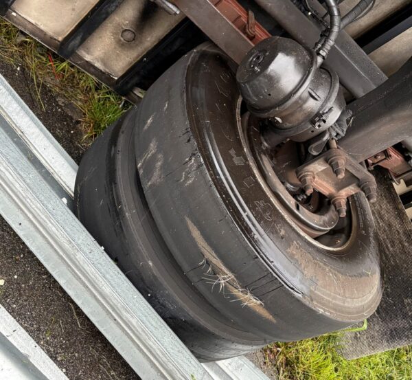 This photo from FHP showed the tires were bald This photo from FHP showed the tires were bald